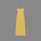 Yellow Satin Cutout Maxi Dress H6073