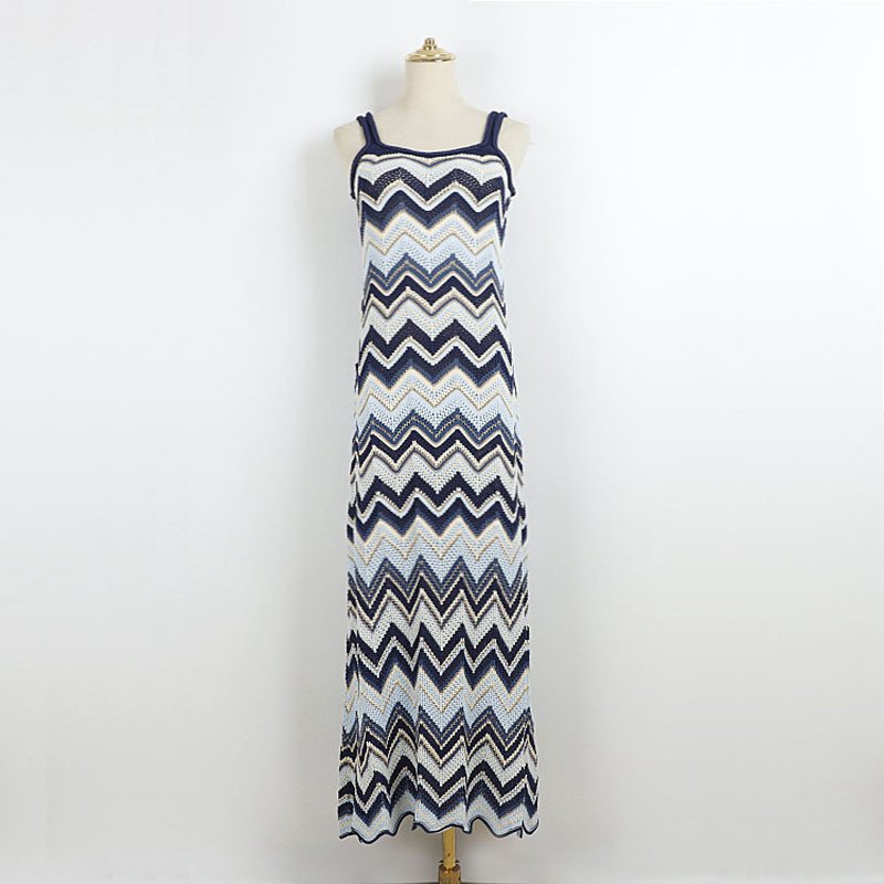 Zigzag Pattern Maxi Slip Dress H6772