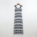 Zigzag Pattern Maxi Slip Dress H6772
