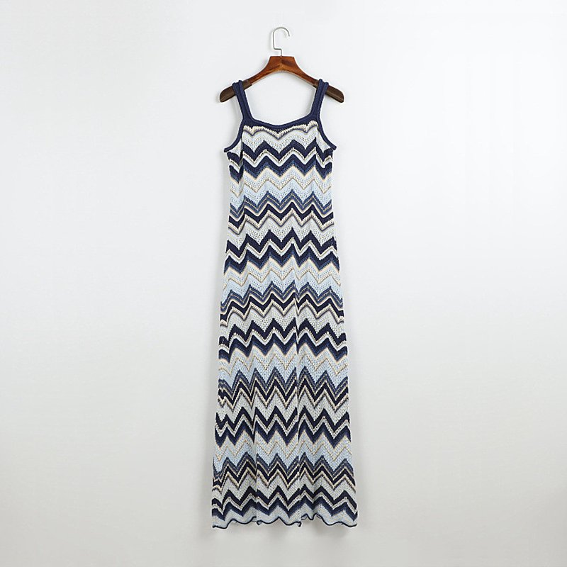 Zigzag Pattern Maxi Slip Dress H6772
