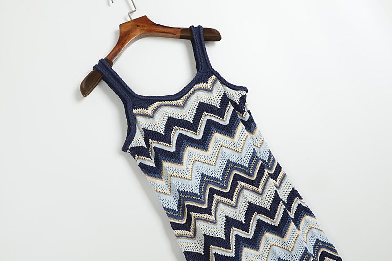 Zigzag Pattern Maxi Slip Dress H6772