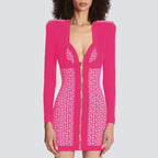 Zip Front Geometric Print Mini Dress H6088