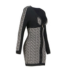 Zip Front Geometric Print Mini Dress H6088