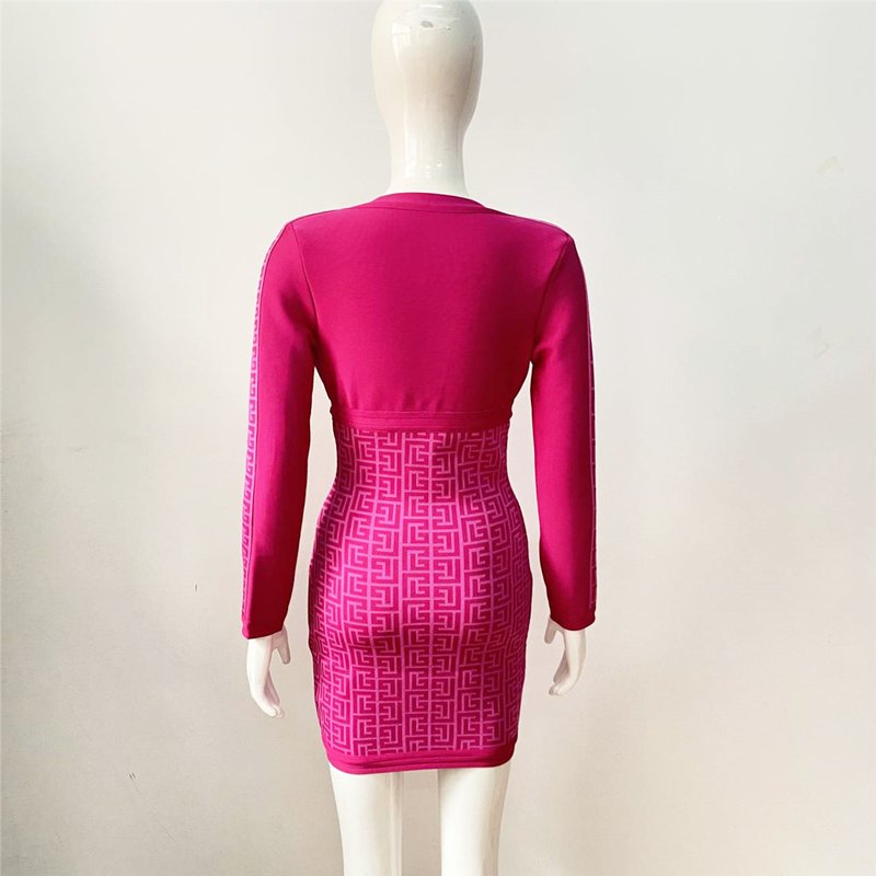 Zip Front Geometric Print Mini Dress H6088