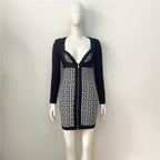 Zip Front Geometric Print Mini Dress H6088